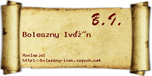 Boleszny Iván névjegykártya